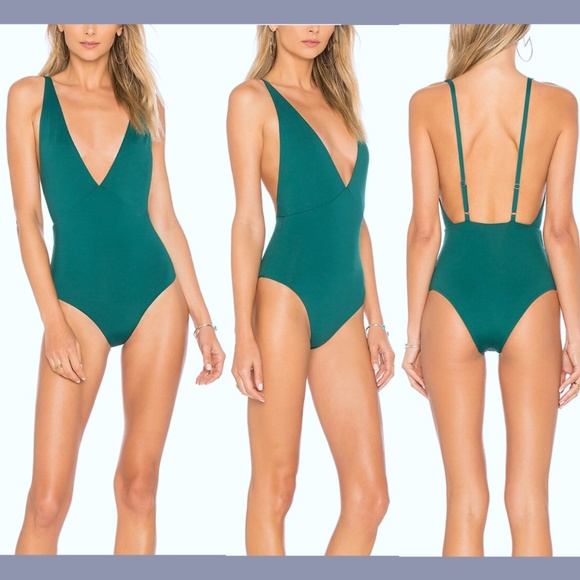 NWT Tavik‎ [ Small ] Drew Plunging One Piece Swimsuit in Storm Green - Picture 2 of 13